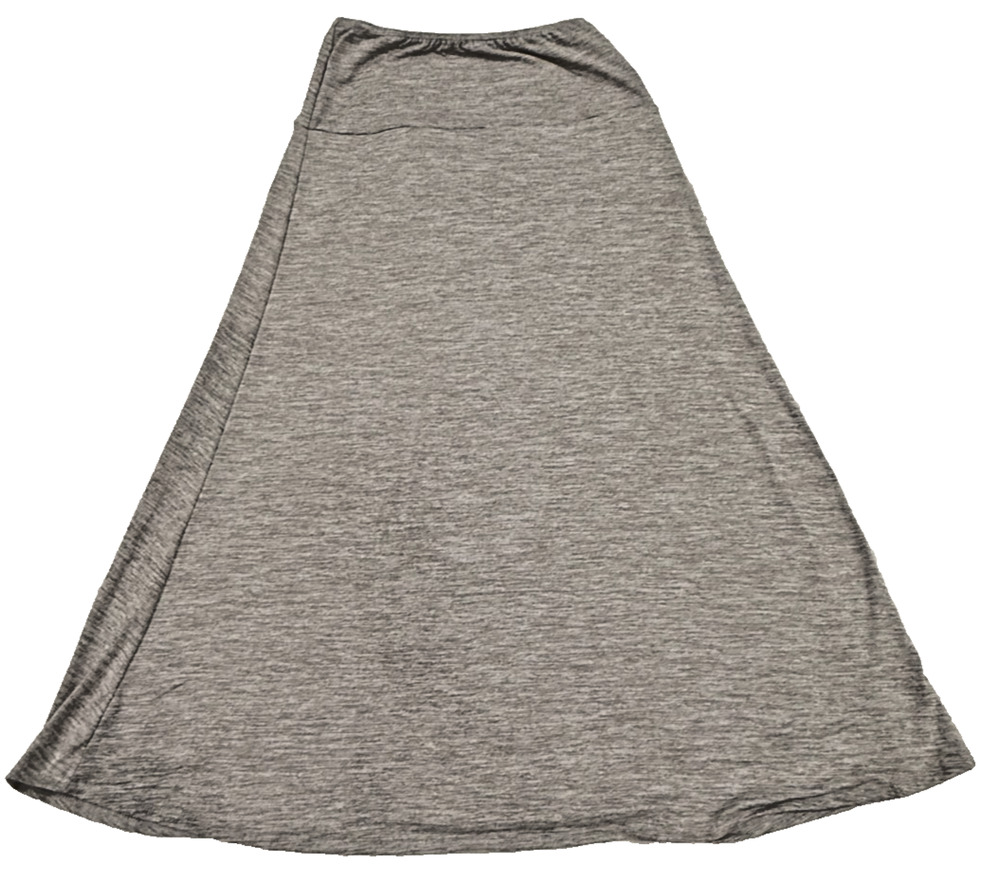 24seven Comfort Apparel Petite Small Gray A-Line Midi Skirt Stretch Pull On NWT